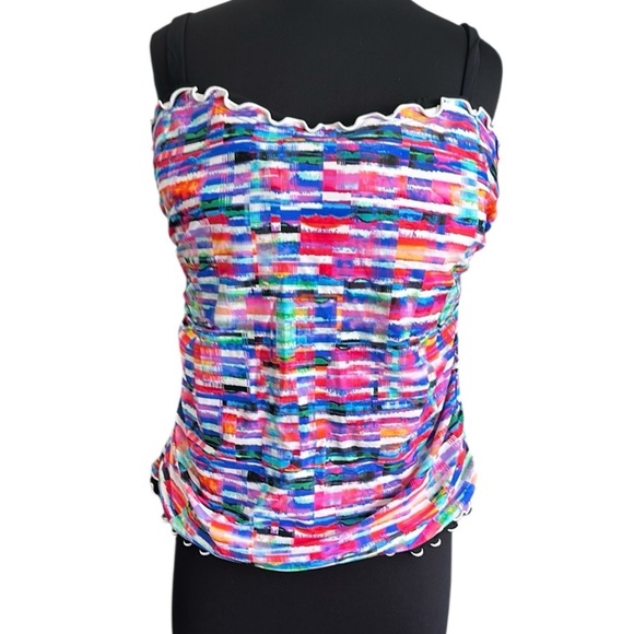 Profile By Gottex Multi Color Tankini Top Size 18W - Picture 1 of 9